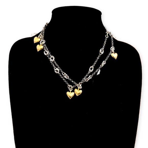 Chico's Two Tone Gold Heart Charm Station Necklace NWT - Picture 5 of 7